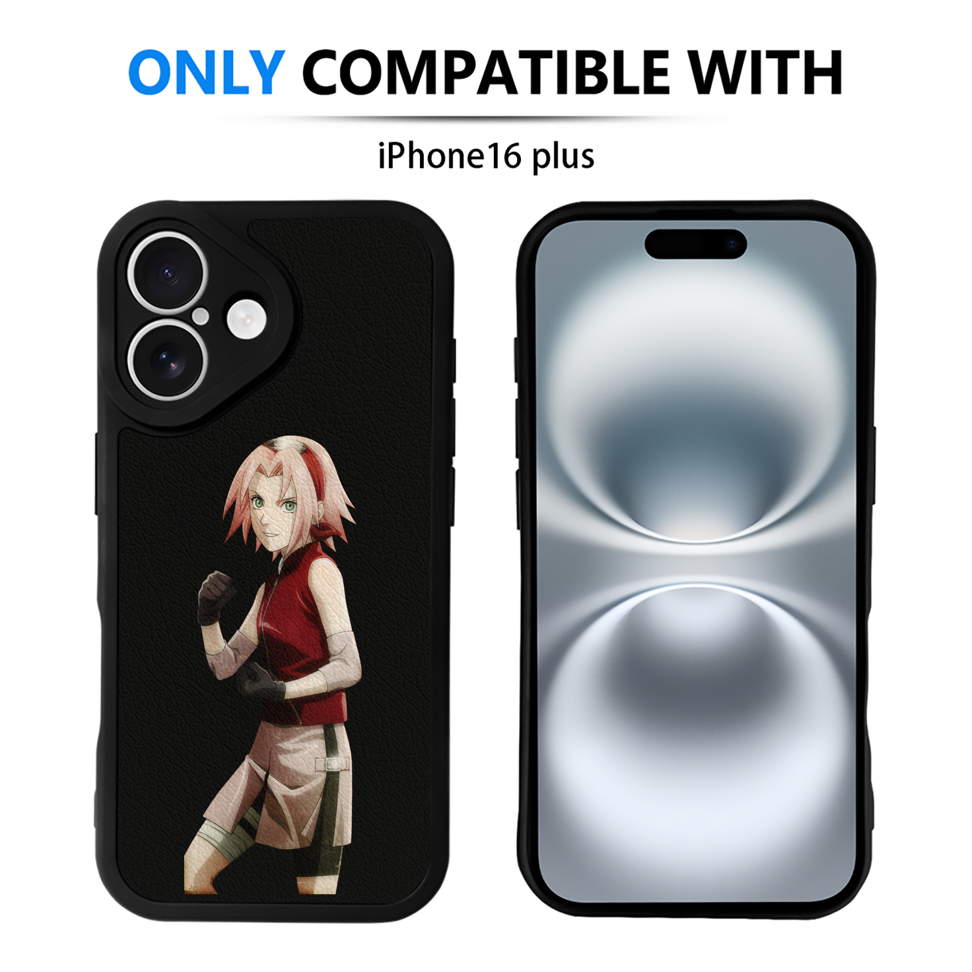 （画像用） NARUTO -ナルト- 春野サクラ Haruno Sakura 【iPhone 16シリーズ対応】シリコンスマホケース（レザー調） 材質：シリコン